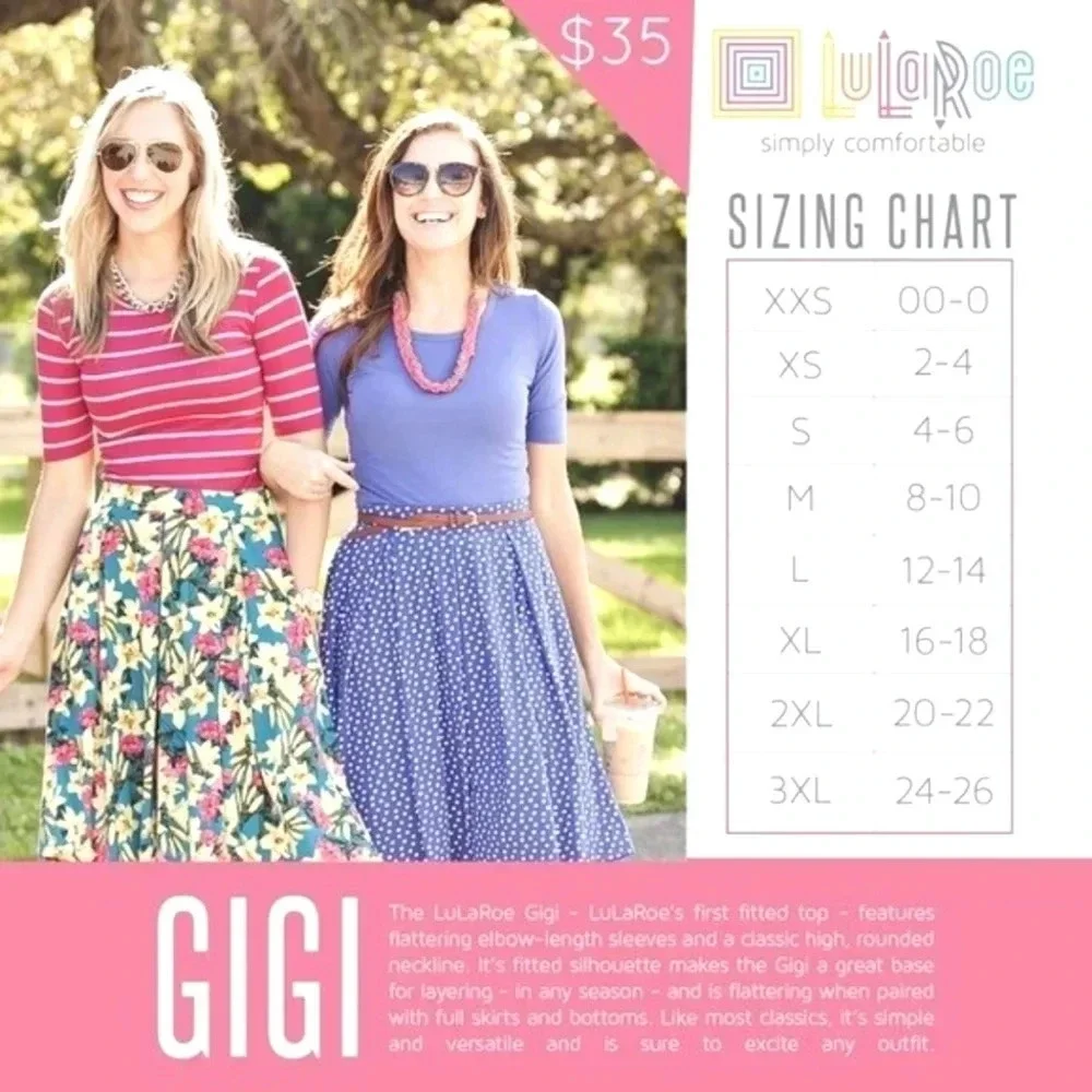 LULAROE | Gigi Fitted Top in Cream Geo sz XS